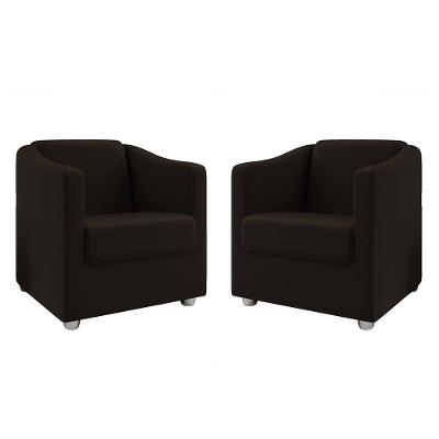 Kit 2 Poltronas Ana Suede Marrom Pés Cromado Pallazio