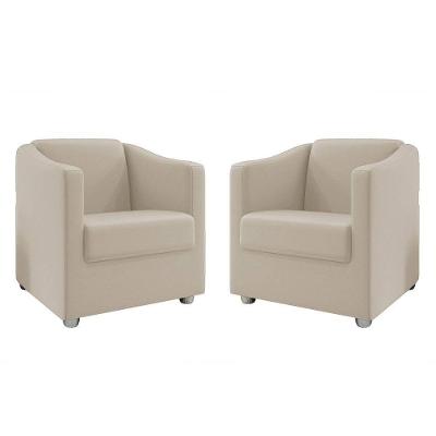 Kit 2 Poltronas Ana Suede Pés Cromado Bege