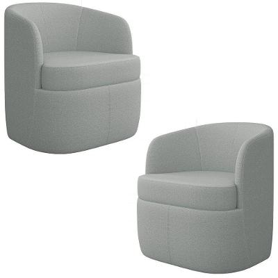 Kit 2 Poltronas Giratória Decorativa Para Sala Dandara K04 Bouclê Cinza - Mpozenato