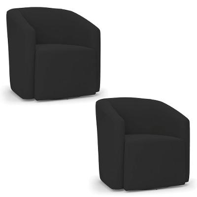 Kit 2 Poltronas Stella Max Veludo Base Giratória - D'rossi Cor Preto