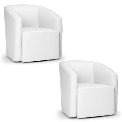 Kit 2 Poltronas Stella Max Corino Base Giratória - D'rossi Cor Branco