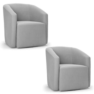 Kit 2 Poltronas Stella Max Suede Base Giratória - D'rossi Cor Cinza