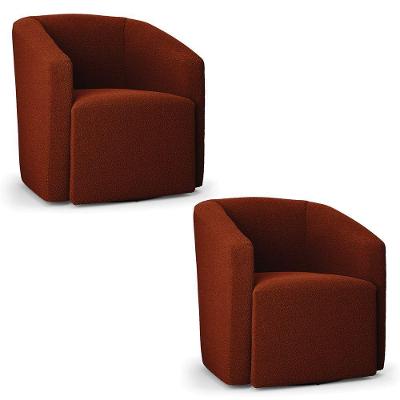 Kit 2 Poltronas Stella Max Bouclê Base Giratória - D'rossi Cor Terracota