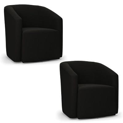 Kit 2 Poltronas Stella Max Suede Base Giratória - D'rossi Cor Preto