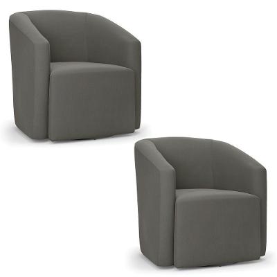Kit 2 Poltronas Stella Max Suede Base Giratória - D'rossi Cor Grafite