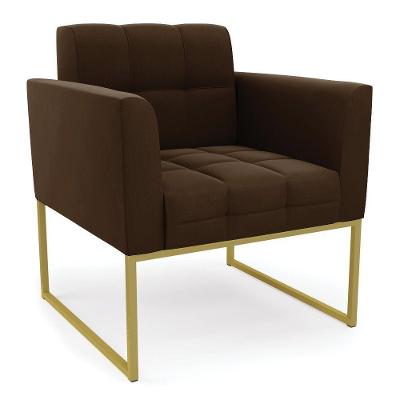 Poltrona Elisa Suede Marrom Base Metálica Industrial Dourada - D'rossi