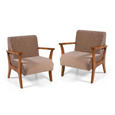 Conjunto 2 Poltronas Estofadas Cléo Marrom Claro