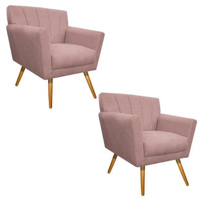 02 Poltronas Laura Palito Suede Rosê