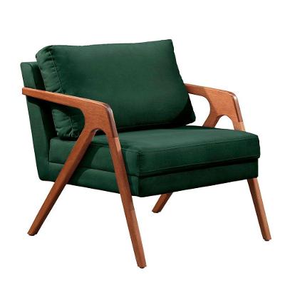 Poltrona Mona Luxo Base Em Madeira Maciça Castellar Móbile Verde