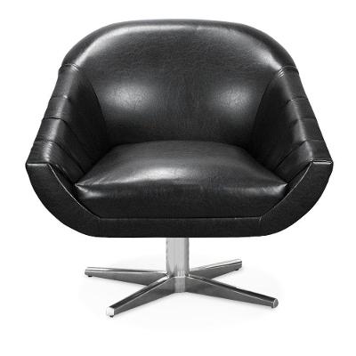 Kit 02 Poltronas Giratória Giovana Corano Preto Base Cromada