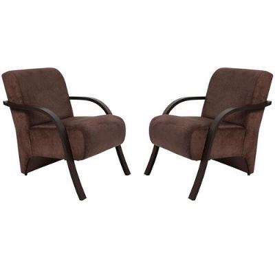 Kit 2 Poltrona Vênus 1 Lugar Pé Madeira D Salla Suede Marrom