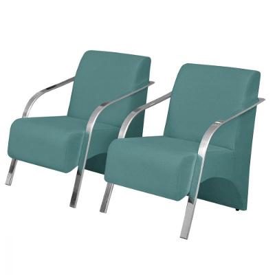 Kit 2 Poltronas Vênus 1 Lugar Pé Alumínio D Salla Turquesa