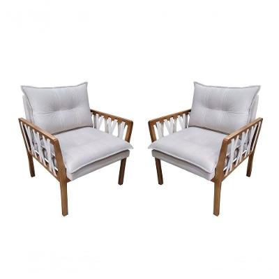 Kit 2 Poltronas Decorativa Luxo Safira Dora Bela Cor Marfim