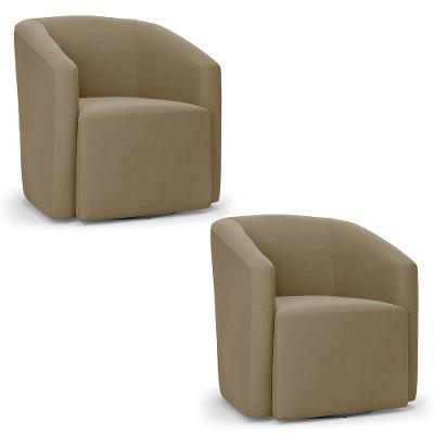 Kit 2 Poltronas Stella Max Suede Marrom Rato Base Giratória - D'rossi