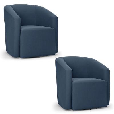Kit 2 Poltronas Stella Max Suede Azul Marinho Base Giratória - D'rossi