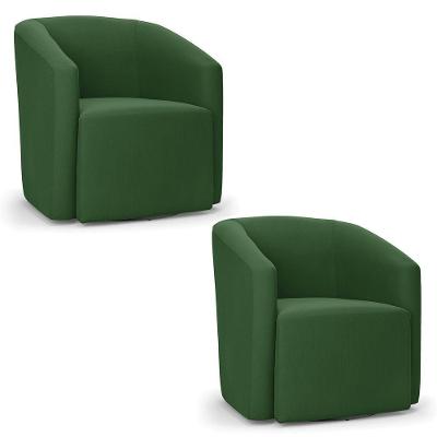 Kit 2 Poltronas Stella Max Suede Base Giratória - D'rossi Cor Verde
