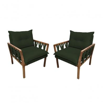 Kit 2 Poltronas Decorativa Luxo Safira Dora Bela Cor 0130 Verde Musgo