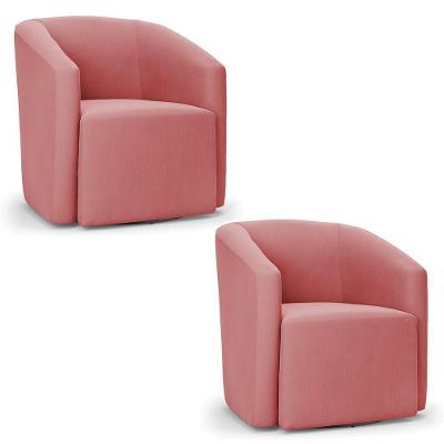 Kit 2 Poltronas Stella Max Suede Base Giratória - D'rossi Cor Rose