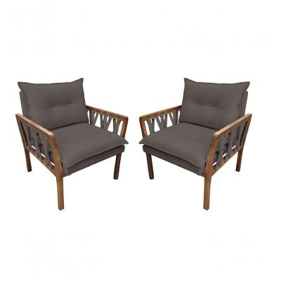 Kit 2 Poltronas Decorativa Luxo Safira Dora Bela Cor 0123