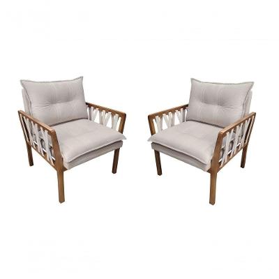 Kit 2 Poltronas Decorativa Luxo Safira Dora Bela Cor 0119
