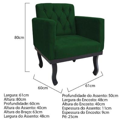 Poltrona Classic Pés Luís Xv Suede Verde