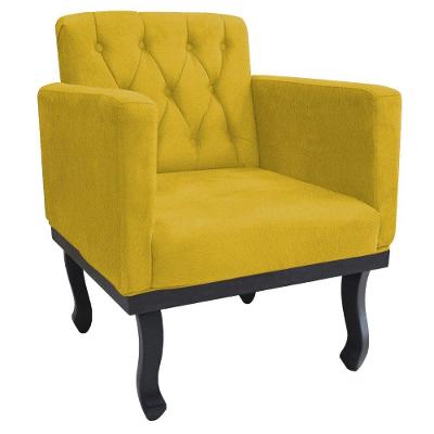 Poltrona Classic Pés Luís Xv Suede Amarelo
