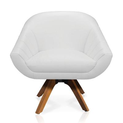 Poltrona Giratória Giovana Corino Branco Base Madeira