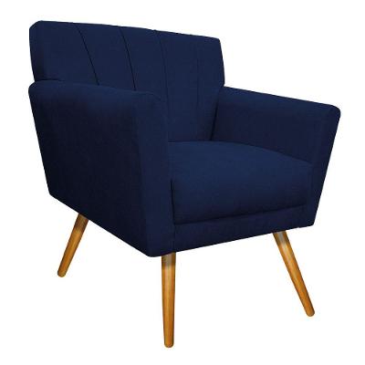 Poltrona Laura Pés Palito Suede Azul Marinho