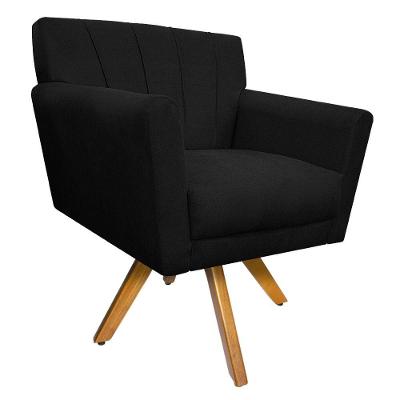 Poltrona Laura Base Giratória de Madeira Suede Preto