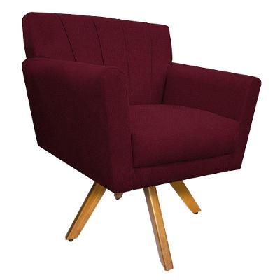 Poltrona Laura Base Giratória de Madeira Suede Bordô