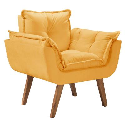 Poltrona Opala Base Palito Tecido Amarelo