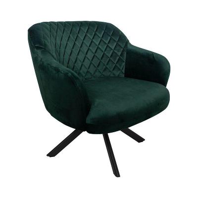 Poltrona Kitana Pés Preto Giratório Veludo Verde