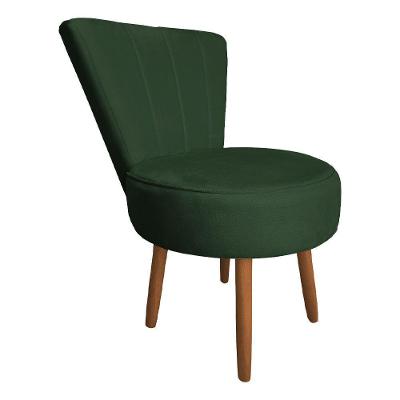 Poltrona Cadeira Decorativa Costurada Elegância Veludo Pés Palito Castanho - Pallazio Verde
