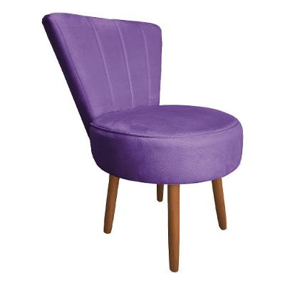 Poltrona Cadeira Decorativa Costurada Elegância Veludo Pés Palito Castanho - Pallazio Roxo