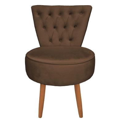 Poltrona Cadeira Decorativa Capitonê Elegância Veludo Pés Palito Castanho - Pallazio Marrom
