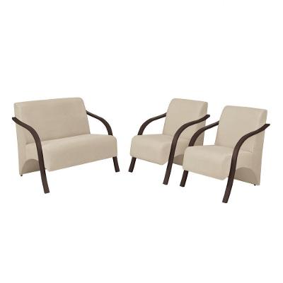 Conjunto Poltronas Vênus Pé Madeira Cappuccino