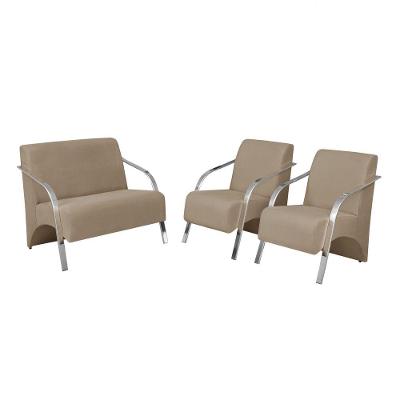 Conjunto Poltronas Vênus Braço Alumínio D Salla. Cappuccino
