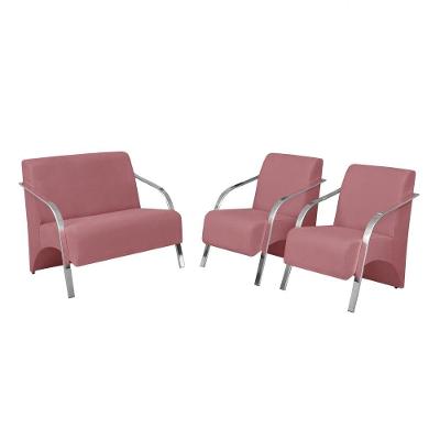 Conjunto Poltronas Vênus Braço Alumínio D Salla. Rosa