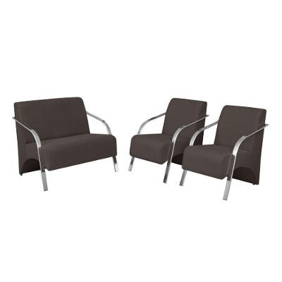 Conjunto Poltronas Vênus Braço Alumínio Marrom