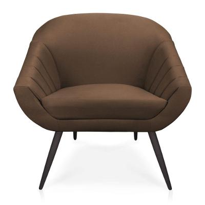 Kit 02 Poltronas Giovana Suede Marrom de Ferro