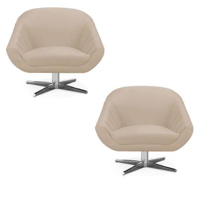 Kit 02 Poltronas Giovana Suede Bege