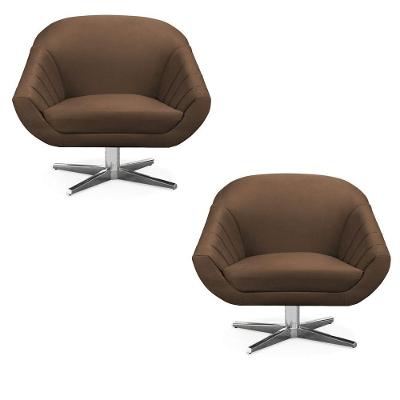 Kit 02 Poltronas Giovana Suede Marrom