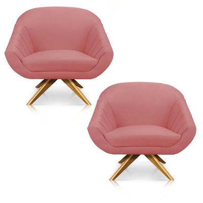 Kit 02 Poltronas Giovana Suede Rose