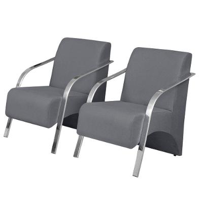 Kit 2 Poltronas Vênus 1 Lugar Pé Alumínio D Salla Grafite