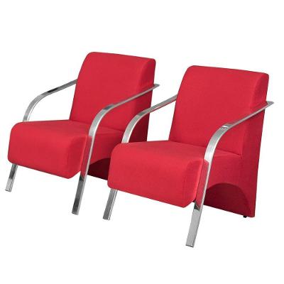 Kit 2 Poltronas Vênus 1 Lugar Pé Alumínio D Salla Vermelho