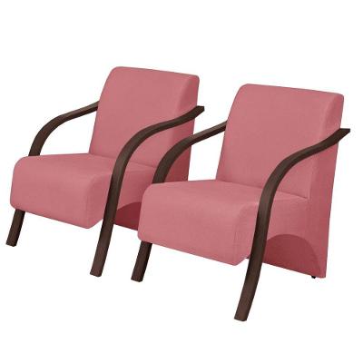 Kit 2 Poltronas Vênus 1 Lugar Pé Madeira D Salla Rosa