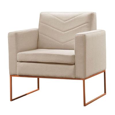Poltrona Apolo Luxo Base Bronze Castellar Móbile Bege Claro