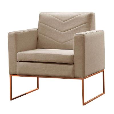 Poltrona Apolo Luxo Base Bronze Castellar Móbile Bege