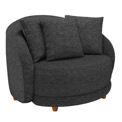 Poltrona Decorativa Para Sala De Estar Fixa Pés Madeira Witta M03 Linho Chumbo