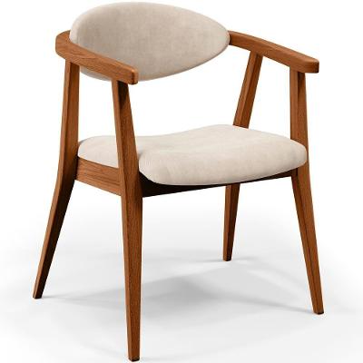 Poltrona Decorativa Para Sala De Estar Jantar Cecília L02 Suede Bege